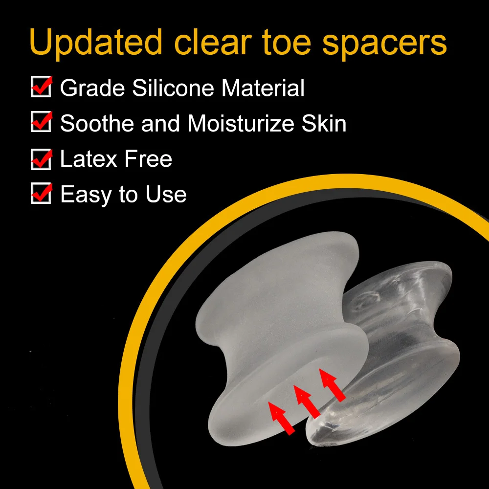 4 Stuks Maat L Siliconen Teen Separator Hallux Valgus Bunion Corrector Stijltang Zachte Transparante Teen Spacer Voetverzorging D2973