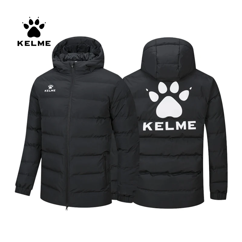 KELME Kid Men Winter Jacket Short Training Coat Male Overcoat Outrwear Warm Windproof Cotton Winter Coat Men Woman 3891417