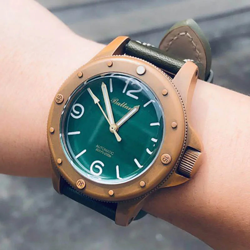 Baltany Tin Bronze Automatic Mechanical Watch Strong Luminous Sports Diving Watch Mens Automatic Watch Self Winding Mens Watch