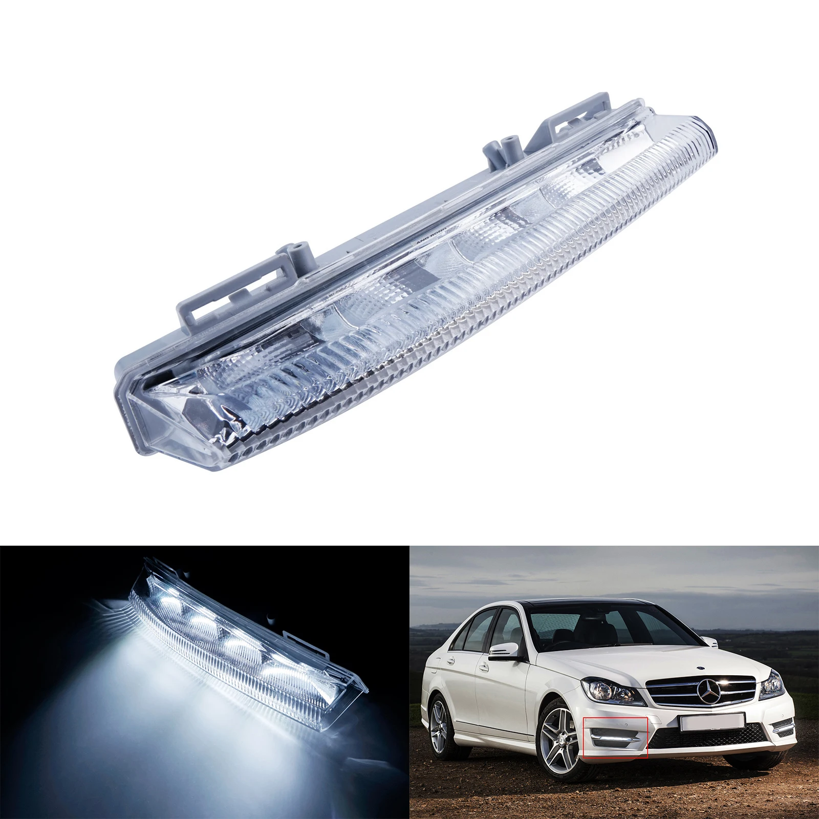 Fit For Mercedes Benz C E SLK Class W204 W212 R172 Right LED Front Fog Daytime Running Light Lamp DRL White