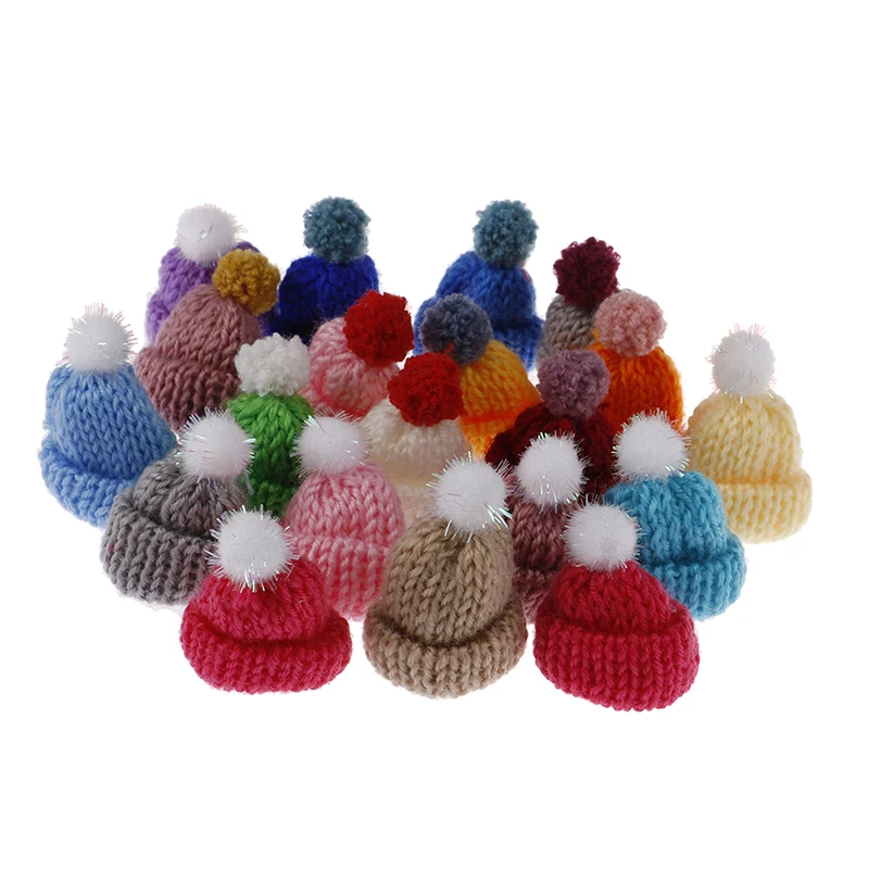 10 Pcs/lot Mini Handmade Small Knitting Hat For DIY Dolls Decoration Phone Case Decoration 3.5CM