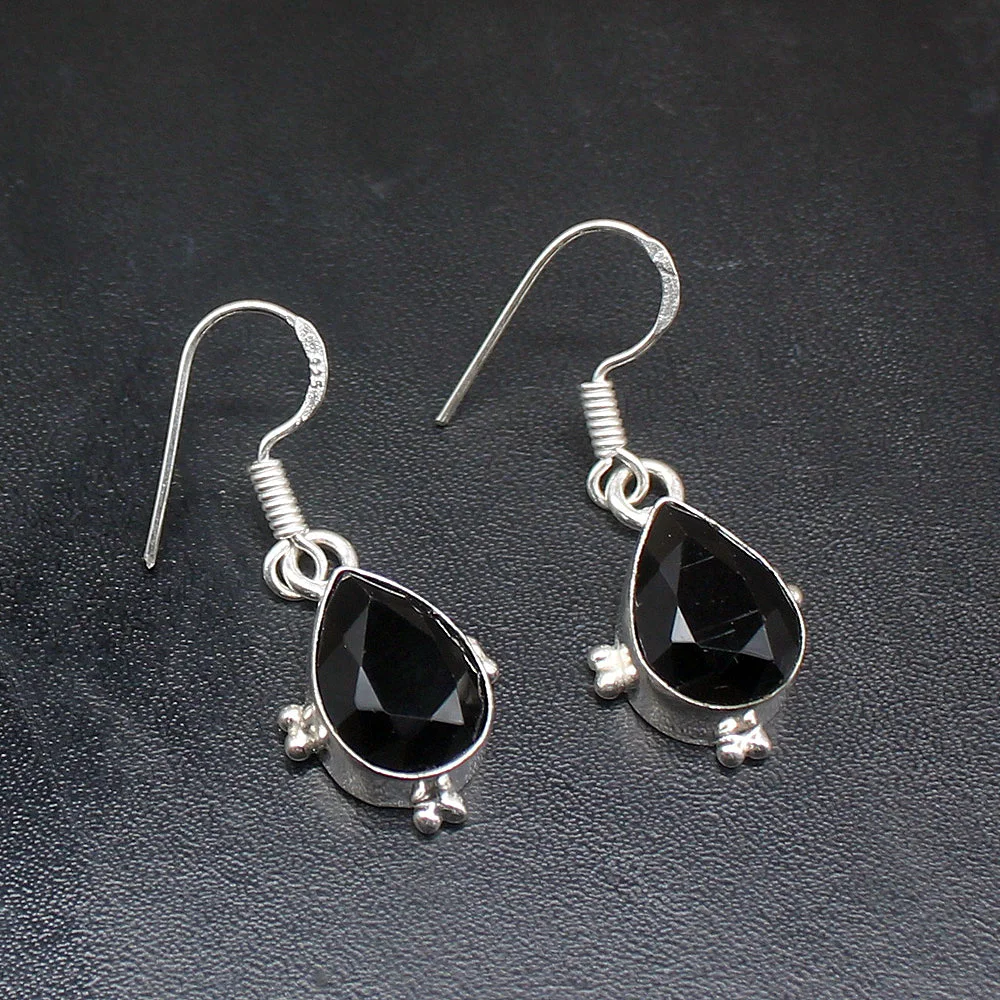 Gemstonefactory Big Promotion Single Unique 925 Silver Black Onyx Fantasy Women Ladies Gifts Dangle Drop Earrings 20212203