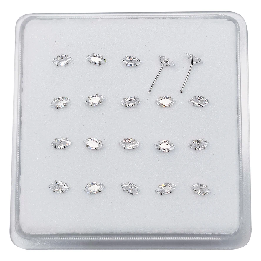 20Pcs/Pack 925 sterling silver CZ Nose Stud Rings Piercing Jewelry 22G nariz  Nostril Piercings for women