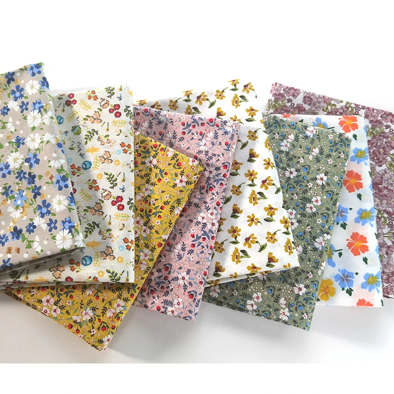 145x50cm Cotton Poplin Floral Sewing Fabric Pastoral Style, Making Shirt Dress Doll Clothes Cloth