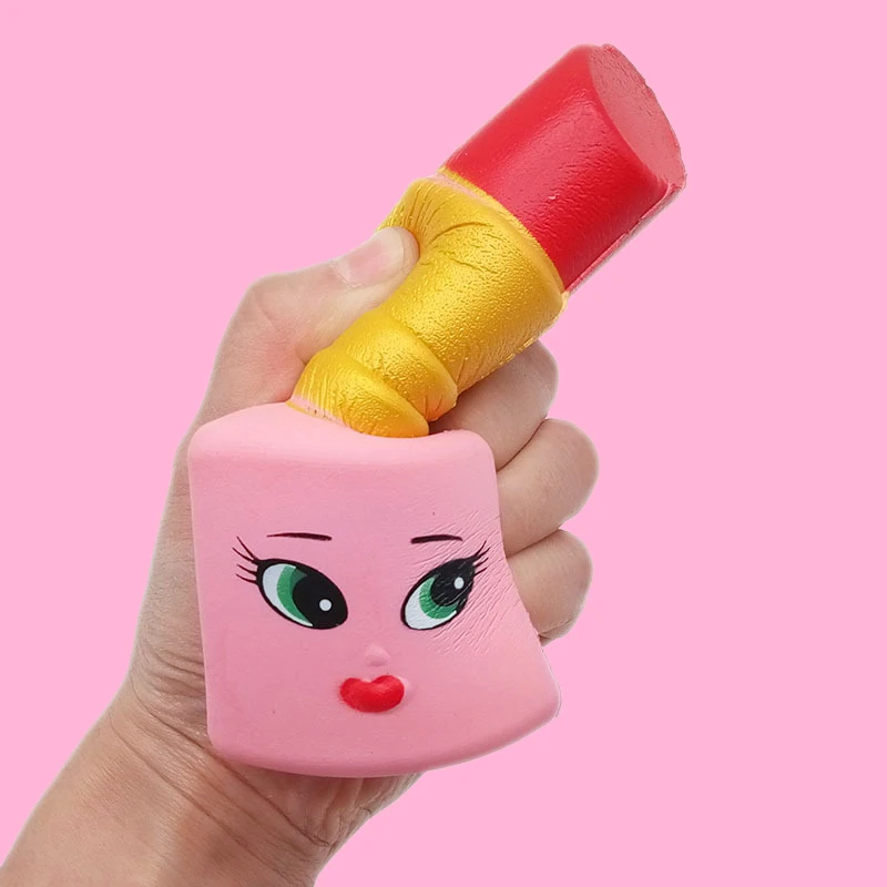 Nowy Squishy Kawaii Hot miękkie piękno szminka powolne rośnie wycisnąć stres zabawka Squishy Stress Relief śmieszne zabawki dla dzieci prezent