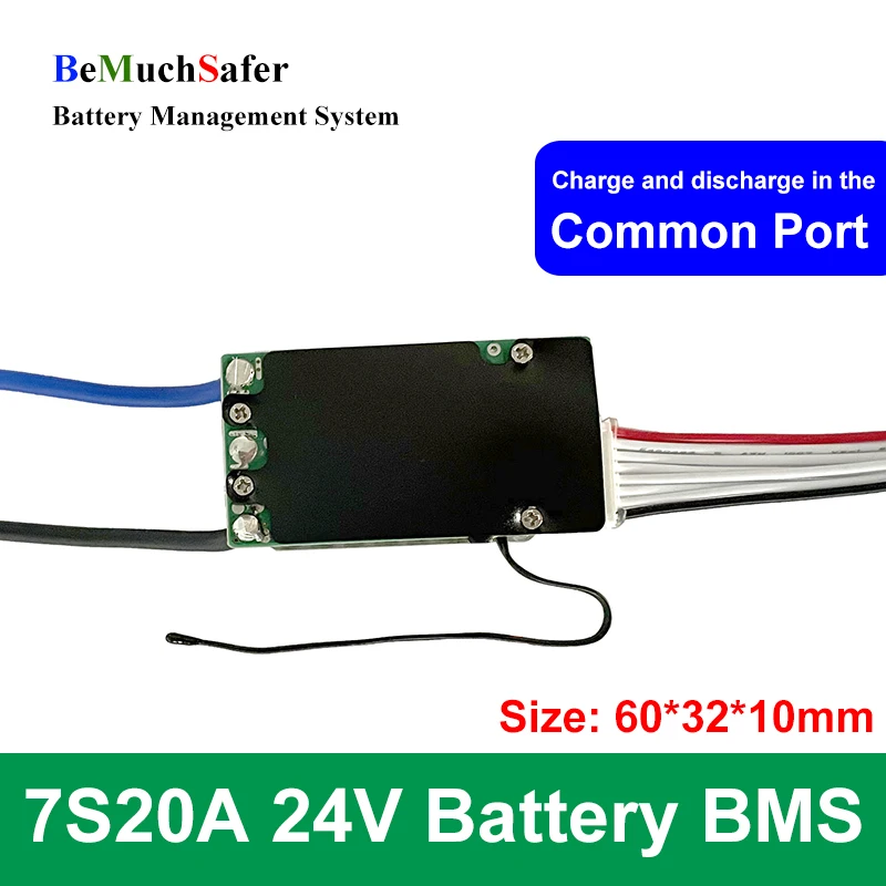 BeMuchSafer 7S 20A 24V Battery BMS Common Port 7S15A 7S20A With Temperature Sensor On/Off Switch Compact Size BMS for DIY Pack