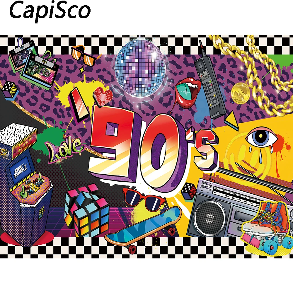 Capisco 80s 90s Disco Party Photo Backdrop Music Dance Show Time Stage Recorder Ball Photography Background Photophone Photocall