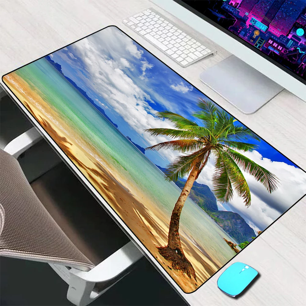 Palm Trees Beach Blue Sky Clouds Mouse Pad Large Gaming Accessories Mouse Mat Keyboard Mat Desk Pad PC Gamer Computer Mousepad