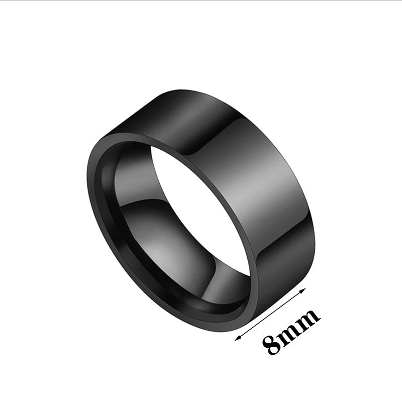 Letdiffery 8mm Smooth Men Rings Simple Stainless Steel Women Couple Jewelry Birthday Gifts