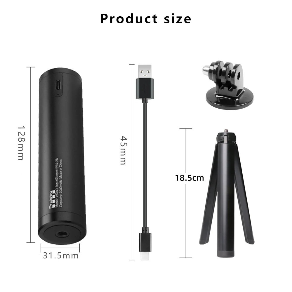 For Gopro Hero 9 10 11 12 13 Handle power bank 7000mAh with mini tripod, suitable For iPhone Xiaomi Huawei DSLR GoPro