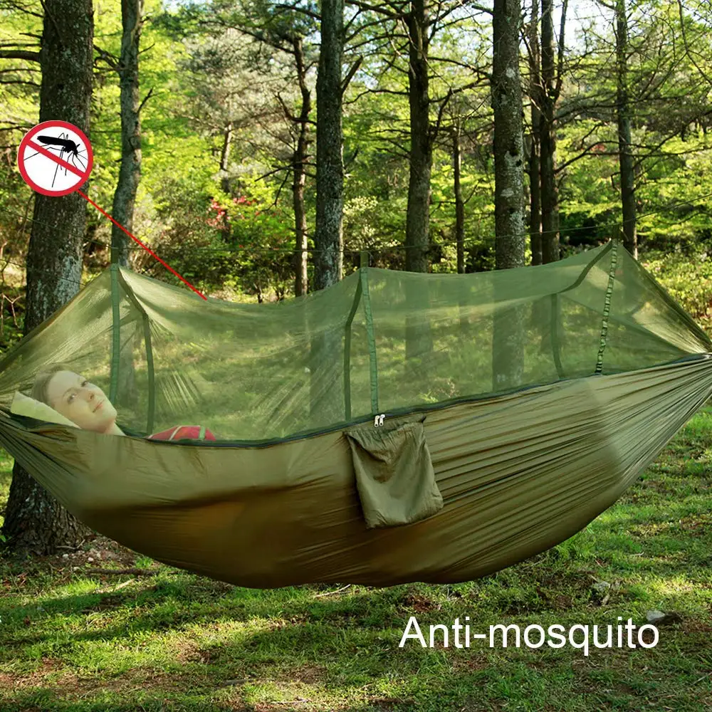 Aerial tent Outdoor Camping  2 Person Hammock with Mosquito Net and Sun Shelter Portable Parachute Swing Hammocks