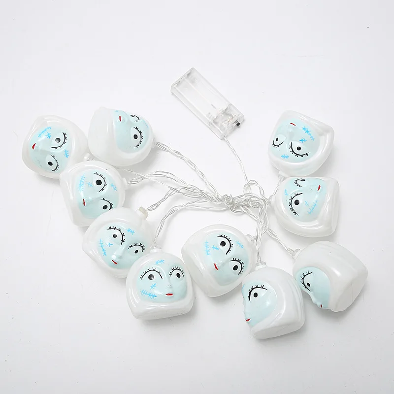 PheiLa LED Halloween String Lights Skull Ghost String Lamp alimentato da batteria per interni Bar Party Horror Atmosphere Decor Light