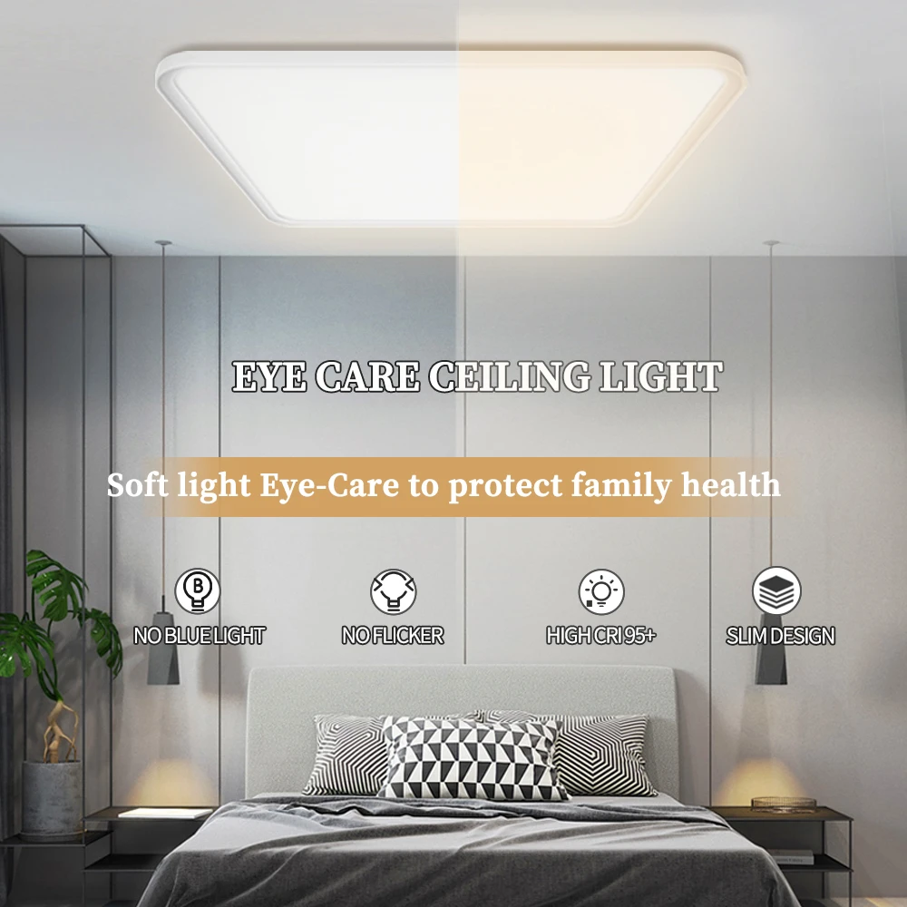 Smart LED Ceiling Light Air520 Square Dimmable Lighting For Living Room Kitchen Bedroom Fixture Ultrathin Modern Lamp Ra95 40W