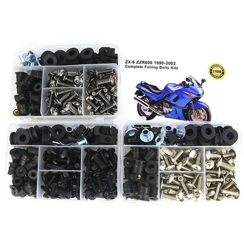 Fit For Kawasaki ZX-6 ZZR600 1990-2003 Complete Full Fairing Bolts Kit Speed Nuts Motorcycle Side Covering Screws ZZR 600 ZX6