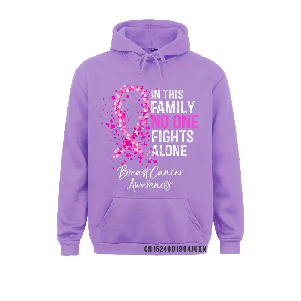 Family In This Family No One Fights Alone Breast Cancer Awareness Premium Manga Women's Sweatshirts Cute Warm Hoodies Hoods