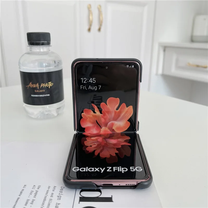 2021 Lychee pattern fold case for Samsung Galaxy Z Flip Cover Anti-knock luxury leather Cases for f7000 2021