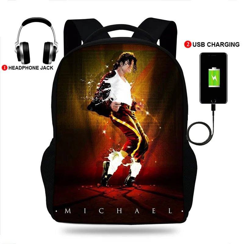 Mochilas de regreso a la escuela para hombre y mujer, morrales escolares con estampado de Michael Jackson, Billie, Jean, 2020