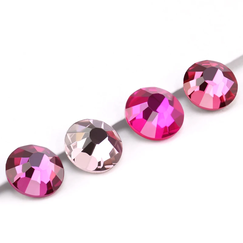 Diamantes de imitación de melocotón, brillantes, cristal plano, Strass, Gema de diamante, pegamento en 3D, brillantes, para decoración de uñas