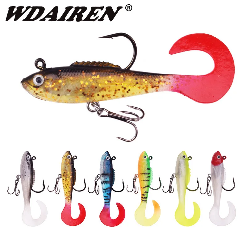 Señuelos de Vinilo 60mm 4g Jig Hook Wobblers Set con Caja - imagen 5