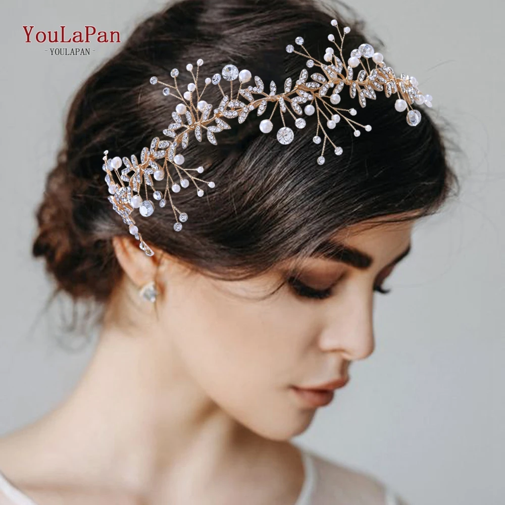 YouLaPan HP233 Crystal Wedding Hair Accessories Rhinestone Headband Flower Girl Hair Pieces Women Tiara Bridal Hair Jewelry