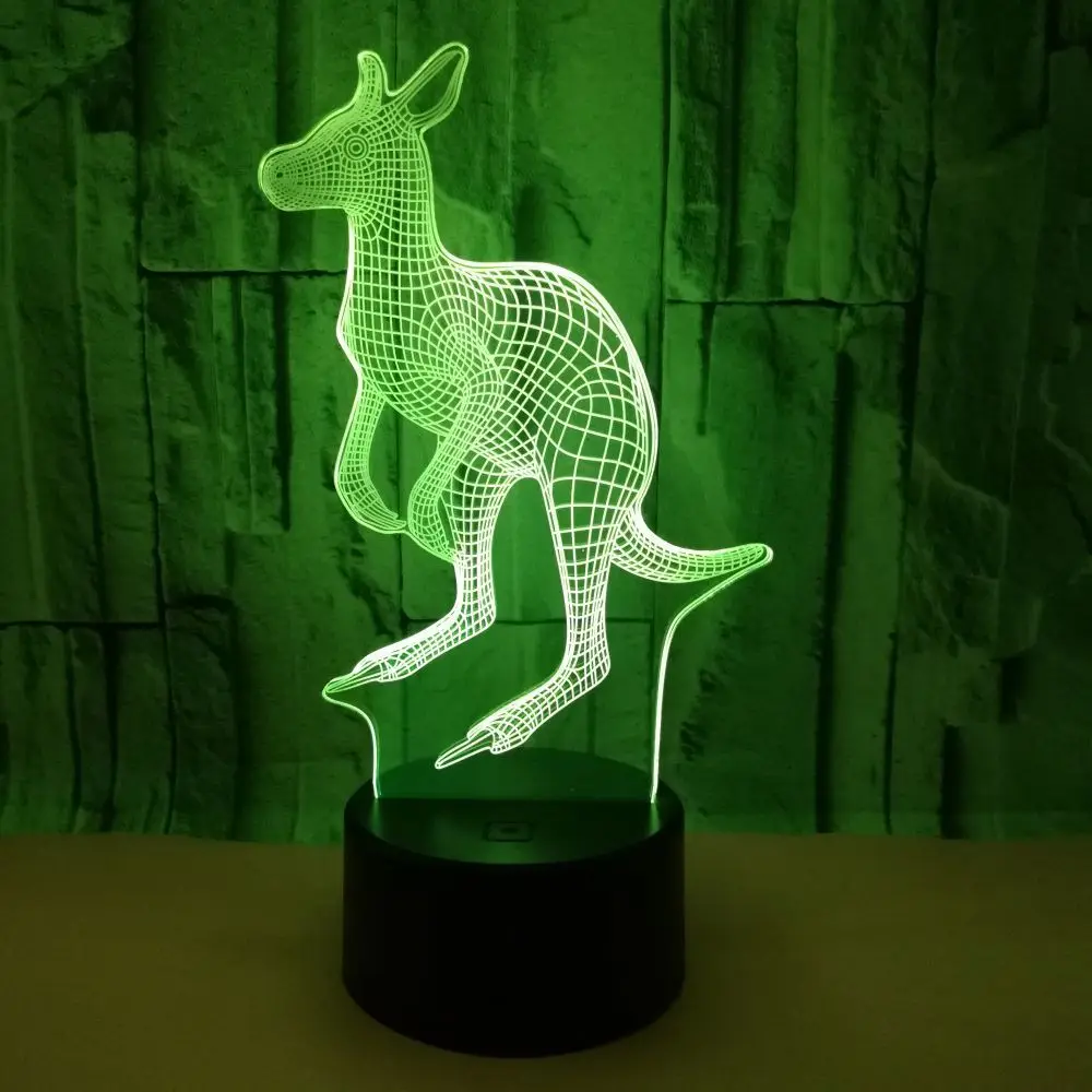 New And Special 3d Night Light Kangaroo Colorful Vision Lamp Energy Saving Eye Protection Led 3d Led Nightlight