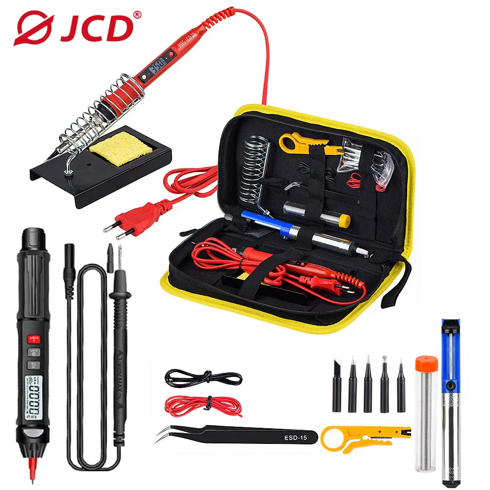 

JCD Soldering Iron Kits With Digital Multimeter 80W 220V/110V Adjustable Temperature Multi-Function Solder Iron Pen Multimeter