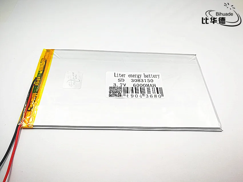 Boa qualidade 3.7v, 6000mah 3083150 polímero de lítio/bateria de íon-lítio para tablet pc banco, gps, mp3,mp4