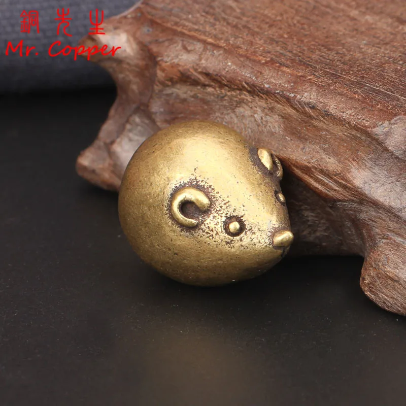 2020 New Design Copper Cute Fat Mouse Miniature Figurines Funny Table Ornaments Desk Decorations Bronze Crafts Brass Rat Statue