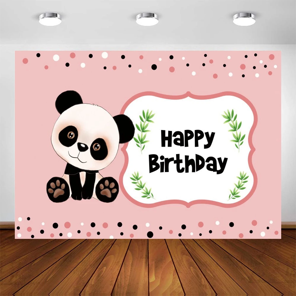 Latar Belakang Panda Merah Muda dengan Bambu Bayi Yang Baru Lahir Latar Belakang Pesta Ulang Tahun Anak Baby Shower Studio Foto Ulang Tahun Pertama Dibuat Sesuai Pesanan