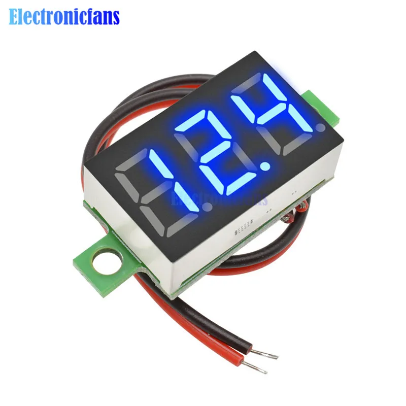 0.36 Inch 3-Digit Display Voltmeter Meter Mini Digital LED Display Voltmeter Biru Panel Tegangan Meter DC 4.7 ~ 32V