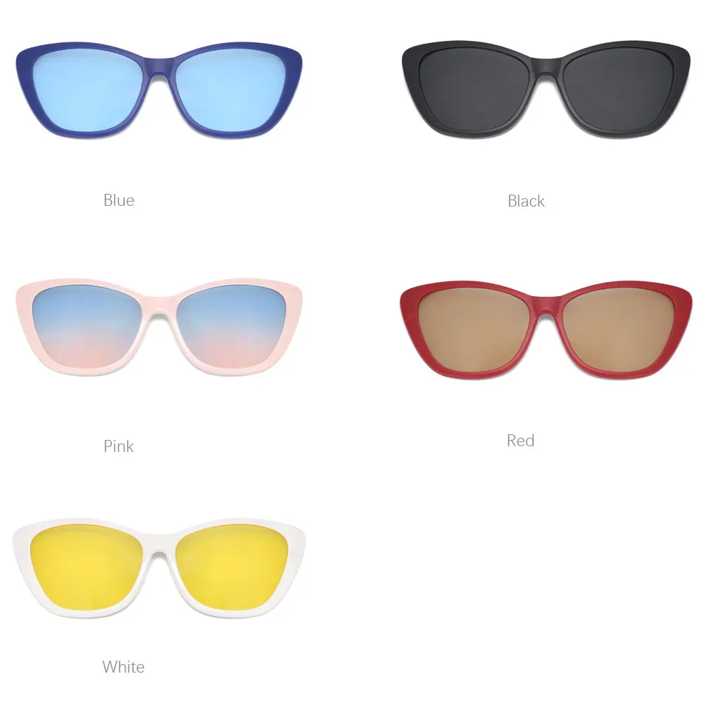53880 Anti-Blaulicht-Brillengestelle mit 5 magnetischen Clip-Linsen und Brillentasche, polarisierte Sonnenbrille, Uv400, Vintage-Brille – Detail 2
