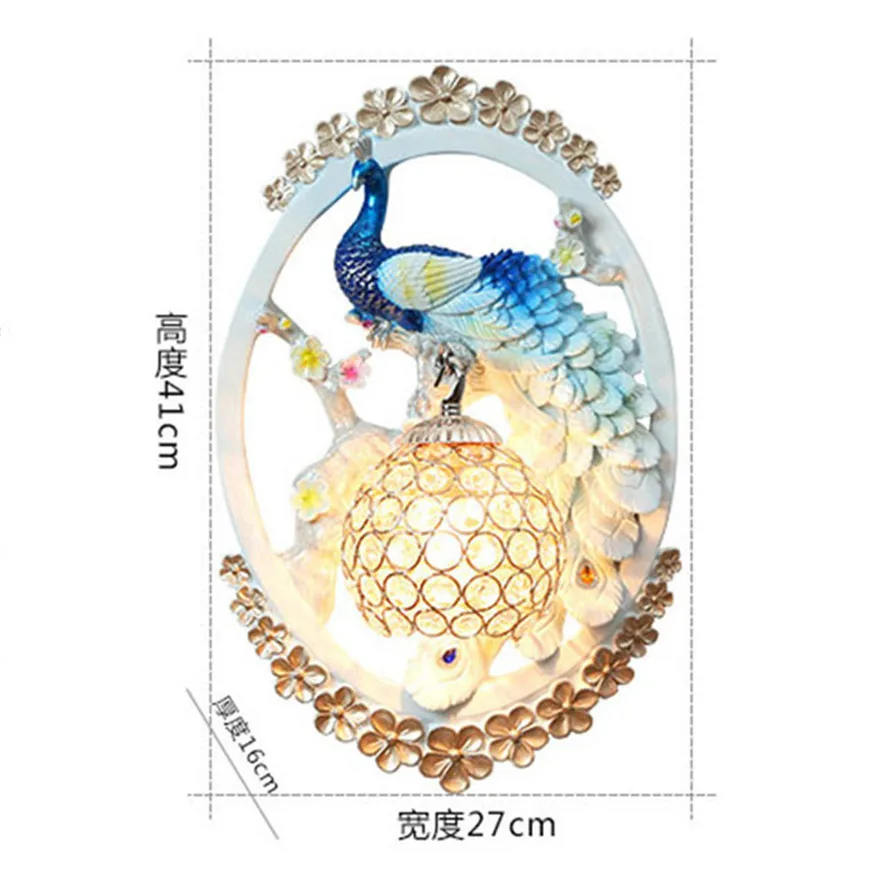 North creative peacock wall lamp aisle staircase living room minimalist background wall picture frame decoration bedside light