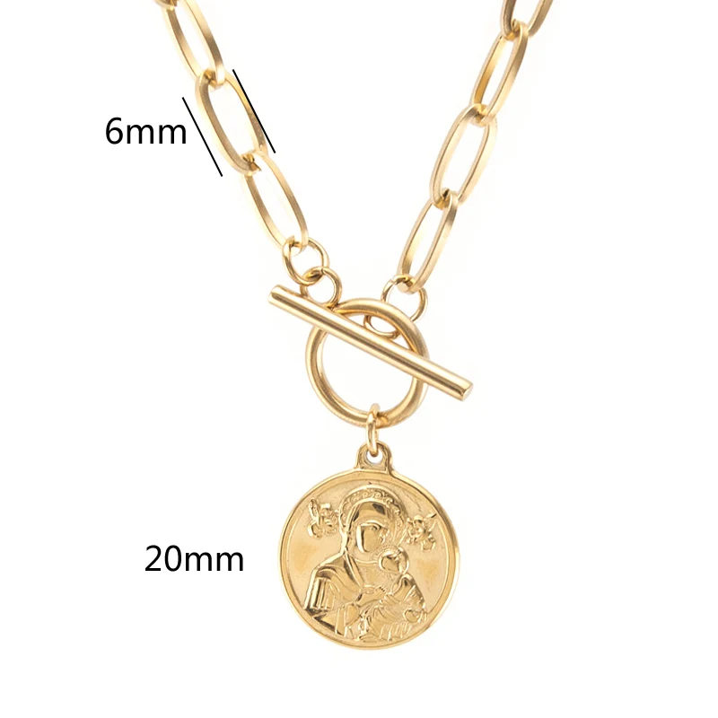 Perpetuo Socorro Saint St.Michael Archangel Angel Charm WOMEN CHOKER NECKLACE Stainless steel Toggle Clasp collares Collier gift