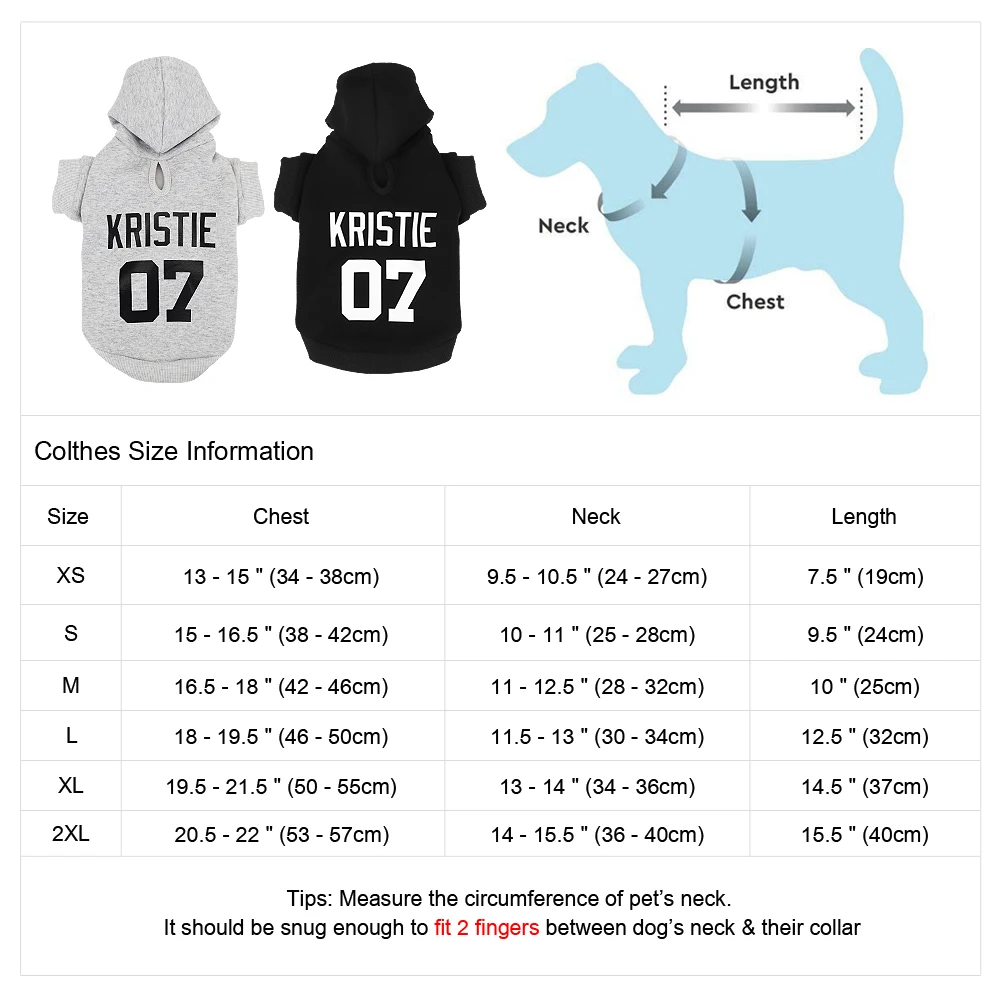 Personalized Dog Hoodies Custom Dog Cat Clothes Coat Soft Pet Puppy Clothing For Small Medium Large Dogs Cats French Bulldog