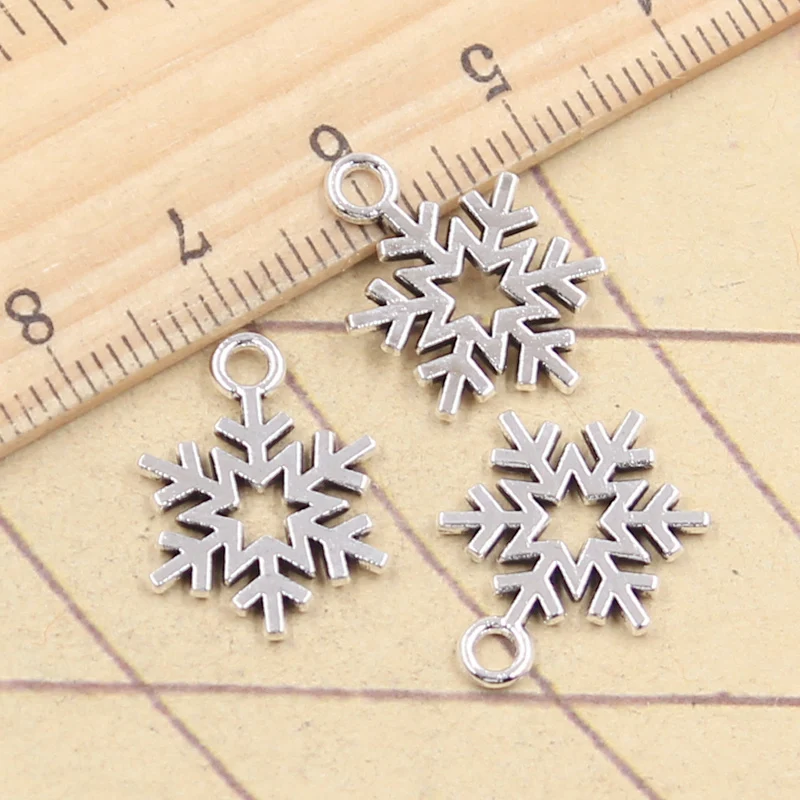 30pcs Charms Snow Snowflake 19x13mm Tibetan Silver Color Pendants Antique Jewelry Making DIY Handmade Craft