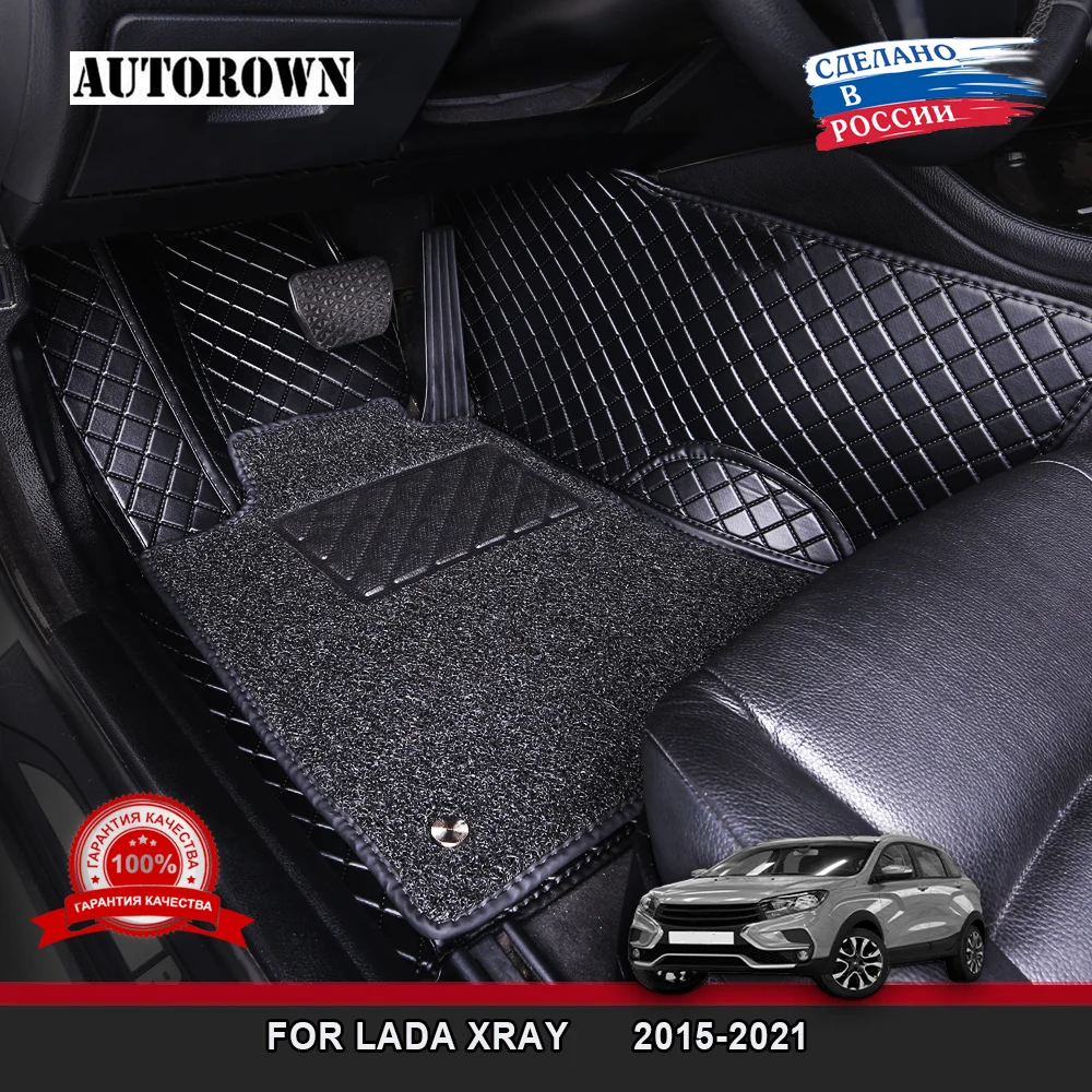 AUTOROWN 3D Custom Car Floor Mats For LADA VAZ XRAY 2015-2021Car mat interior parts Car accessories Leather Floor Mat Waterproof