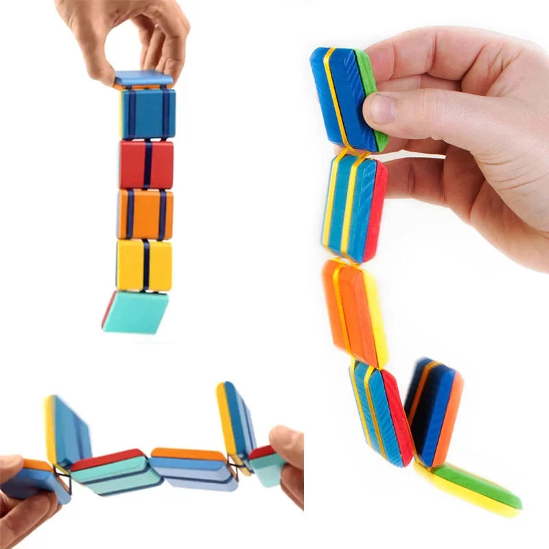 Colorful Flap Wooden Ladder Blocks Toy Optical Illusion Jacob’s Infinite Ladder Fidget Decompression Vent Toys For Kids Gifts