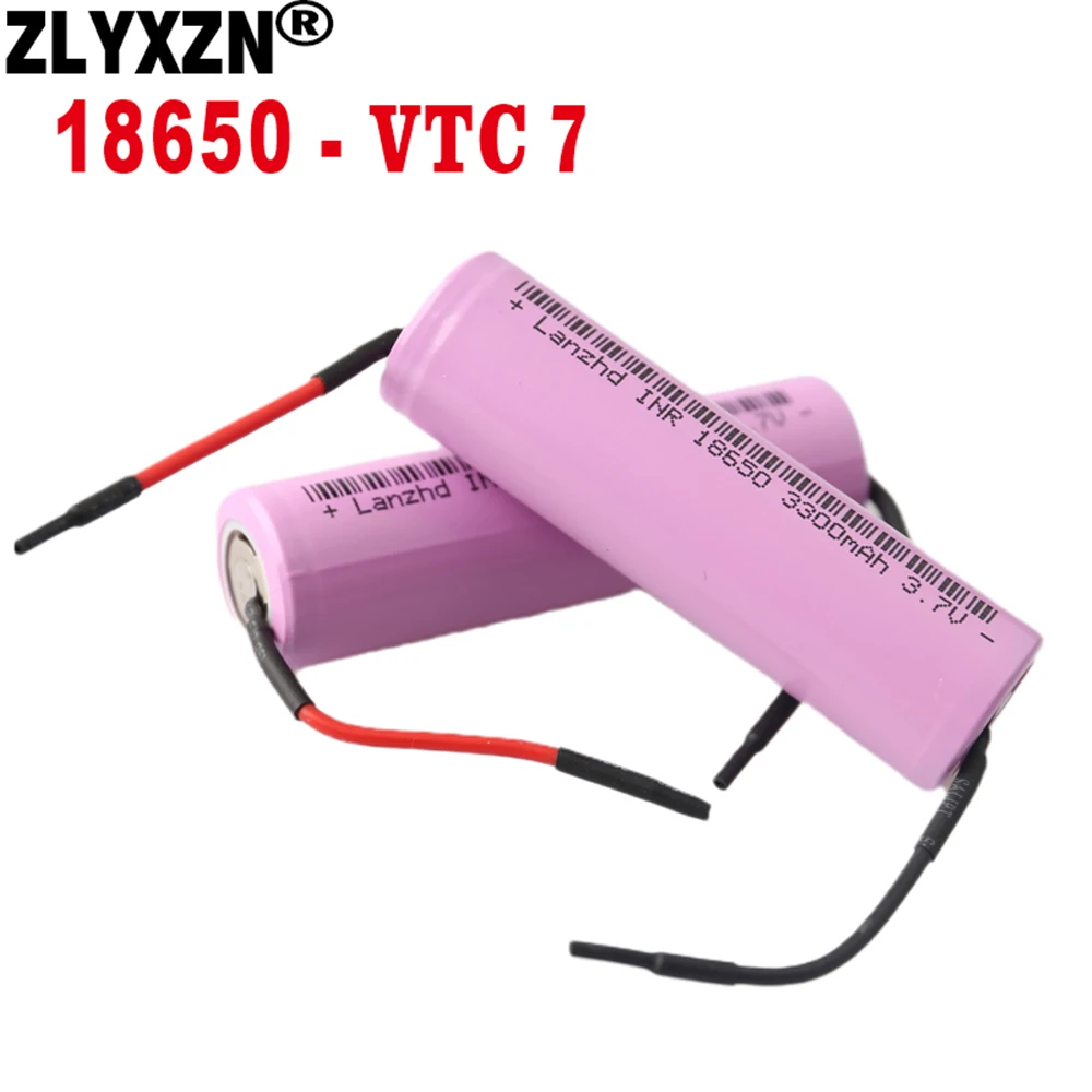 2024 new 2PCS 3.7V batteries 18650 Li ion Rechargeable Battery 18650 3300mAh 17A  For DIY 7.4V Flashlight Mobile solar Battery