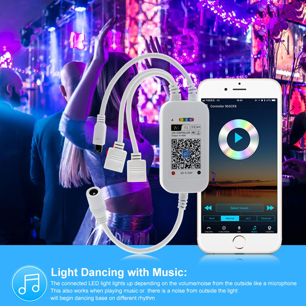 DC12V LED RGB Controller Wifi Musik Controller Doppel Ausgang IR Fernbedienung Für LED RGB Streifen
