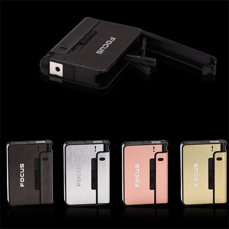 Portable Automatic Cigarette Case Metal Cigarette Holder Box For 10pcs King Size Men‘s Smoking Gifts (Lighter Not Included)