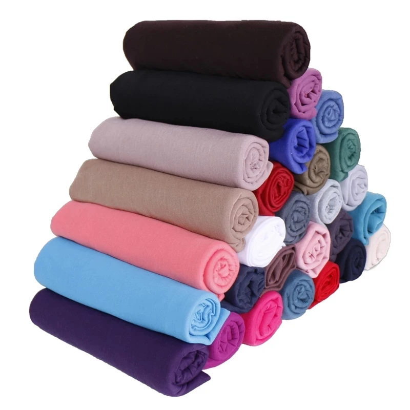 40 Colors Women High Quality Jersey Hijab Scarf Cotton Plain Elasticity Shawls Maxi Hijabs Muslim Head Wraps Turbans 180*85Cm