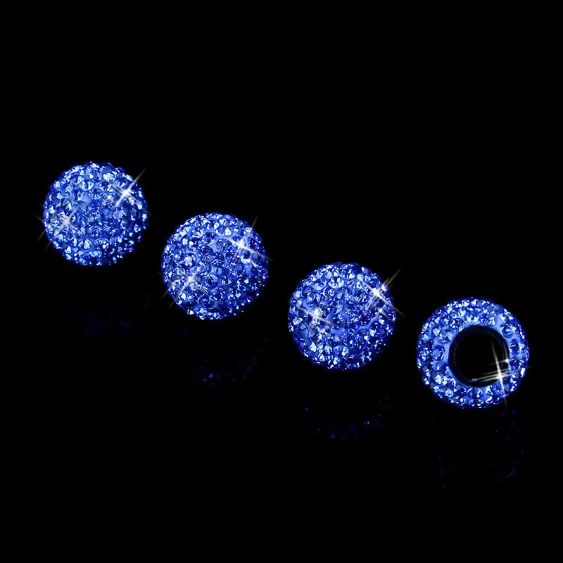 4Pcs/Lot Universal Jeweled Bling Car Tire Valve Caps Crystal Ball Wheel Valve Cover Diamond Shining Dustproof Caps Car Accessori