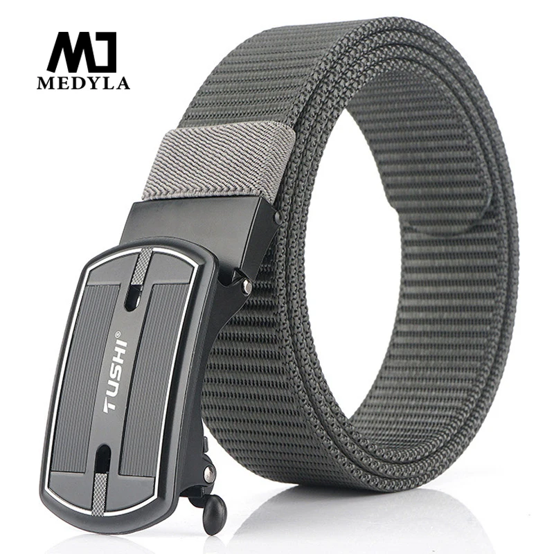 

MEDYLA Official Product Men's Military Nylon Belt Automatic Buckle Belt For Men Hard Metal Soft Nylon Outdoor Sports Belt