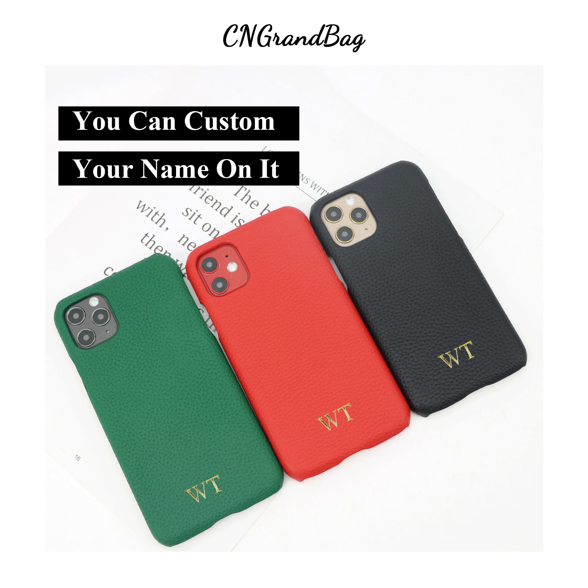 Luxury Genuine Leather Phone Case for Iphone 15 14 13 Pro Max XS XR Custom Name Cow Leather Protective Mobile Phone Cover