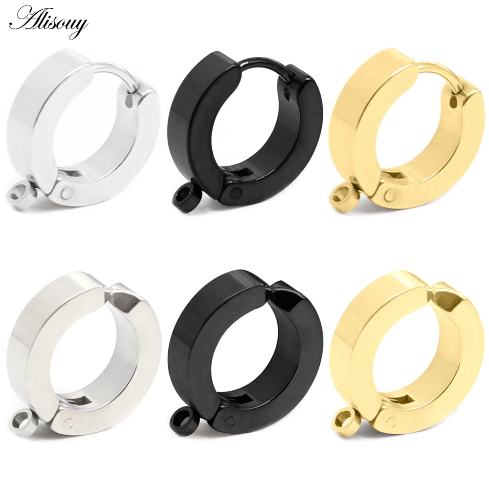 Alisouy 2PCS Stainless Steel Back Clips Ear Hooks Earrings Findings for Components DIY Jewelry Findings Parts Wholesale