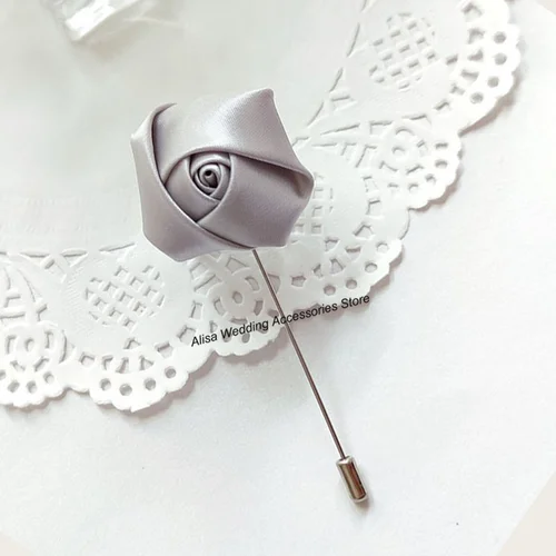 Imagen 2 del producto Accesorios de boda rojos para hombre y mujer, ramillete de novio, alfileres de solapa, cinta de rosas, flor, broche de ojal, decoración de Graduación