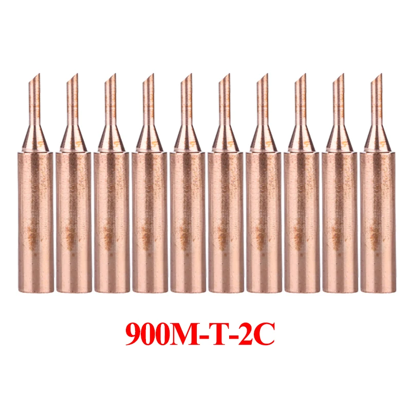 

10Pcs/lot 900M-T-2C Copper Soldering Iron Tip Lead-free Welding Head For 936/937/938/969/8586/852D Soldering Station