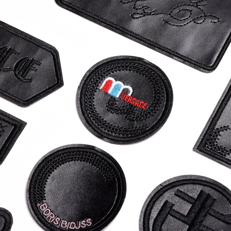 High Quality Fashion Black Leather Small Badge Embroidery Patch Stickers DIY Clothes Decoration Patch Stickers