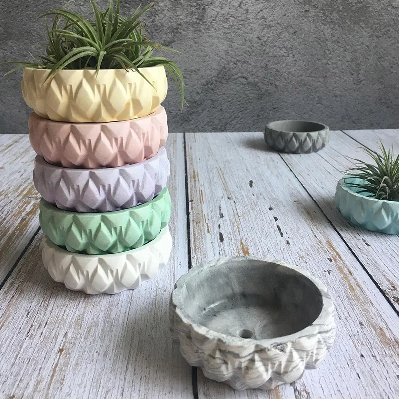 Silicone mold for Concrete Flowerpot DIY Succulent Potted Plants Cement Stripe Container Mould Cement Candle vessel Mould