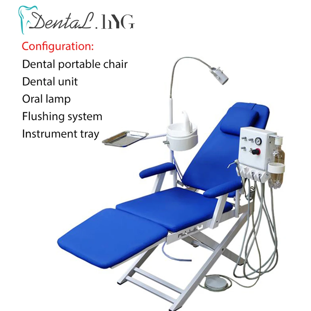 Dental Folding Chair Portable Unit with Air Turbine Unit with LED Oral Light Lamp With Water Flushing Mobile